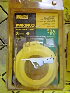 Entrada eléctrica para barco Marinco 6343EL-B | 125V 50A contorneada fácil bloqueo BLANCO - Imagen 1 de 3