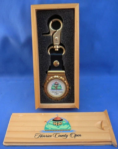 HENRICO COUNTY, VA OPEN GOLF TOURNAMENT COMMEMORATIVE CLIP ON WATCH, WOOD BOX Cover
