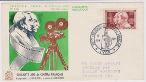 RARE FDC env 1ER JOUR FRERES LUMIERE YT 1033 LYON 270€ CINEMA AUGUSTE ET LOUIS - Picture 1 of 1