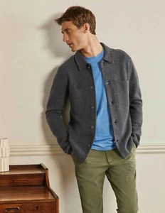 BODEN MEN Farley Merino Knitted Jacket Charcoal Melange RRP £98 M0467 SIZE XS J6 - Picture 1 of 6