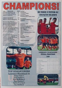 Dundee United Scottish Championship champions 2020 - souvenir print - Picture 1 of 1