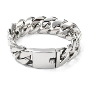 Non-Tarnish Stainless Steel Cuban Link Chains BIG Bracelet Men Women 20mm T24 - Picture 1 of 3