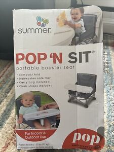 Summer Pop N' Sit Portable Booster Seat ~ Indoor/Outdoor Use Foldable Gray NEW