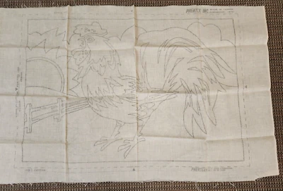Vintage 70s Phentex Canada #5141 Rooster 2-Sided Printed Needlework Canvas - Image 1 of 4