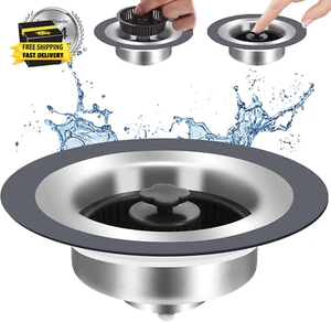 Colador y tapón de drenaje de fregadero de cocina 3 en 1 mejorado, cocina de acero inoxidable - Imagen 1 de 7