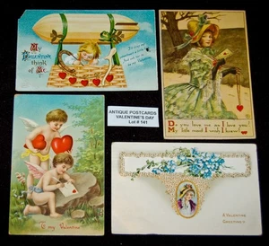 ANTIQUE Postcards Lot of 4 Over 110 Years Old Lot#141 Valentine's Day - Picture 1 of 2