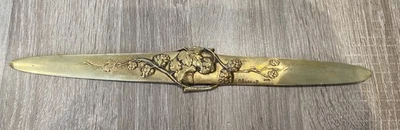 🇫🇷 Art Déco Nouveau Coupe Papier ancien Bronze signé ALONZO DOMINIQUE en état - Photo 1/4