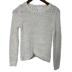 Tommy Bahama Junior Girls Fluffy Knit White Sweatshirt Sz Large Casual Cozy Warm - Picture 1 of 8