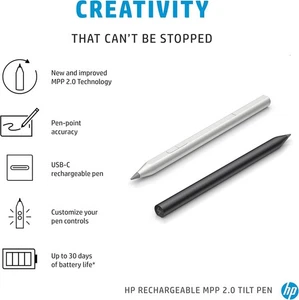 HP Tilt Pen MPP 2.0 Rechargeable M23867-001 [for HP Pavilion ]  Silver - Afbeelding 1 van 2