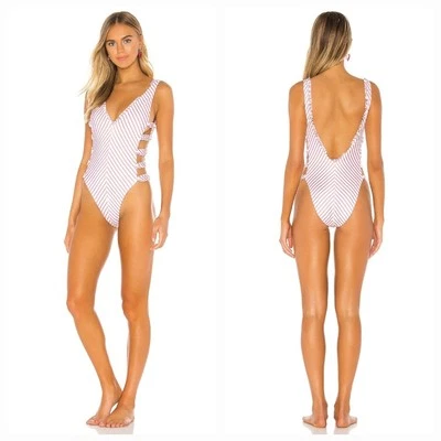 Tularosa Bettie One Piece in Pink & White Stripe XXS - Image 1 of 4