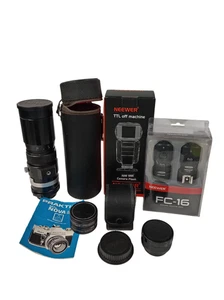 Vintage Camera Lens Bundle 3 Pieces with Neewer Flash and Triggers Kit - Picture 1 of 14