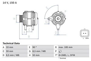 Alternator bosch for NISSAN INTERSTAR dCI 90 0 986 046 260 - Picture 1 of 2