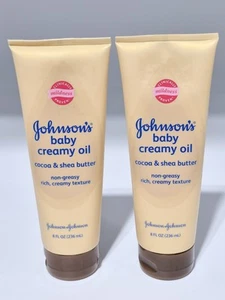 Lot 2 Johnson Baby Creamy Oil Cocoa & Shea Butter Non-Greasy Rich Creamy 8oz New - Picture 1 of 4