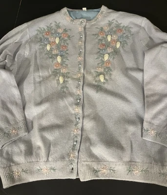 Suéter Top Con Cuentas Años 50 60 De Colección Manga Larga Forrado Rockabilly Talla 48, Azul Pálido Foto 1 de 4