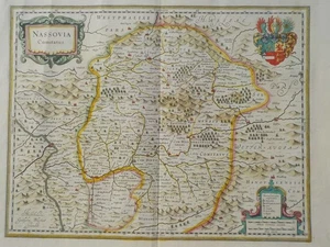 Herzogtum NASSAU mit Wiesbaden. Kupferstichkarte b. BLAEU 1642 - Picture 1 of 8