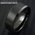 6/8mm Black Tungsten Carbide Brushed Comfort Fit Wedding Band Ring Men