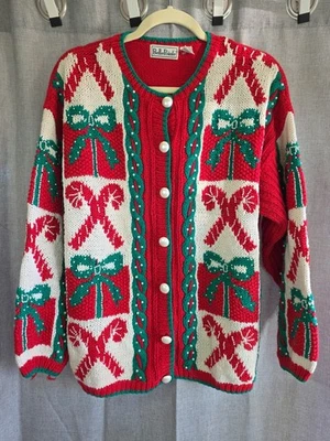 Belle Pointe Christmas Holiday Sweater Candy Canes and Wreaths Women's  Sz XL - Image 1 of 4