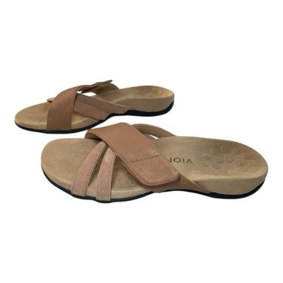 Sandalias VIONIC Zarie para mujer 8,5 AMPLIAS cuero tostado soporte para el arco cliente RTRN Foto 1 de 4