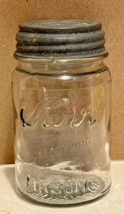 Vintage Kerr selbstversiegelndes, Markenzeichen Reg Pint Einmachglas mit Zinkdeckel - 1915 - Bild 1 von 7