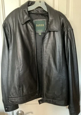 Chaqueta de cuero negra suave Danier vintage hecha en Canadá talla 44-46 XL - USADA EN EXCELENTE ESTADO Foto 1 de 4