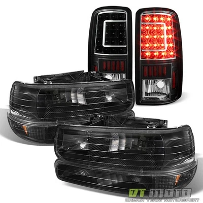 Faros negros para Chevy Suburban 1500 2000-2006 + lámparas de señal de parachoques + luces traseras LED Foto 1 de 4