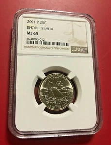 2001 P 25 CENTS RHODE ISLAND NGC MS 65 - Picture 1 of 2
