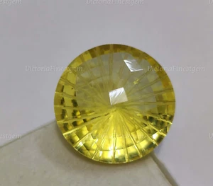 ¡¡¡Precioso!!! Tablero de ajedrez redondo de cuarzo limón de 60 quilates piedra preciosa suelta de excelente corte - Imagen 1 de 6