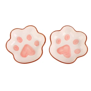 1Pc Cute Cat's Paw Dish Ceramic Cartoon Dessert Plate Soy Fruit Sauce Dish - Picture 1 of 12