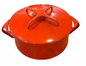 DANSK FRANCE Kobenstyle Red Enamel Dutch Oven Casserole Pot Trivet Lid 2 Quart - Picture 1 of 9