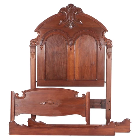 Victorian Renaissance Revival Walnut Bed in Full-Size, Late 19th Century Cover
