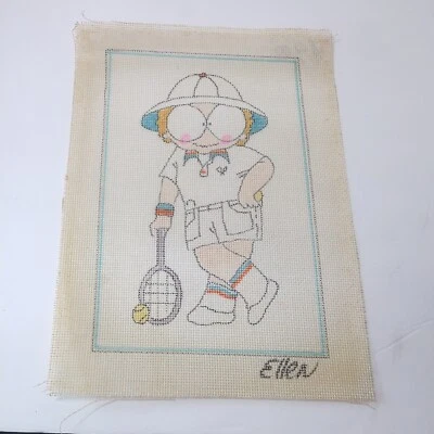 Tennis Player Needlepoint Canvas Ellen 10" x 14" 12 Count - Image 1 of 4
