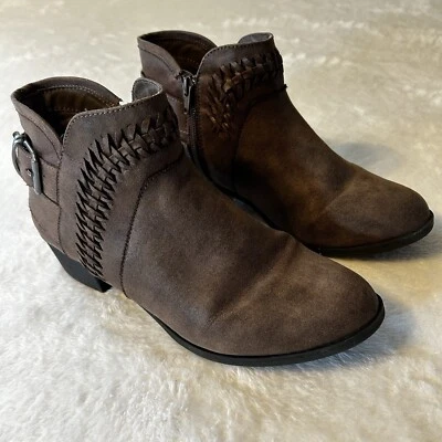 Botines American Rag para mujer talla 8,5 M marrón Audra punta redonda hebilla con cremallera lateral Foto 1 de 4