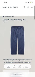 Polo Ralph Lauren Boys Chino Drawstring Pants Size 7 - Picture 1 of 4