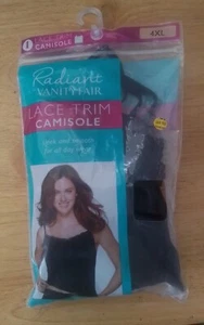 Radiant by Vanity Fair Women's Camisole Tank Top - 4XL Lace Trim- Black - Picture 1 of 2