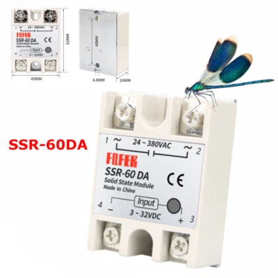 SSR-60DA Solid State Relais Modul DC-AC 60A DC 3-32V auf AC 24-380V einphasig - Bild 1 von 4