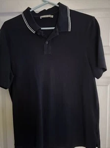 VINCE NAVY BLUE SHORT SLEEVE POLO SHIRT Sz S/P  2 Buttons, New Perfect For Golf - Picture 1 of 8