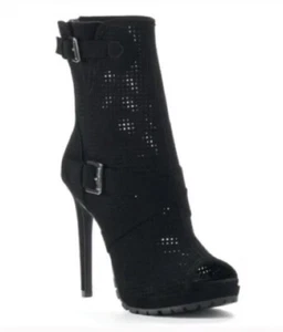 Juicy Couture Stiefeletten neu ohne Karton Fabia schwarz perforiert zehenfrei Plateau Größe 6,5 - Bild 1 von 11