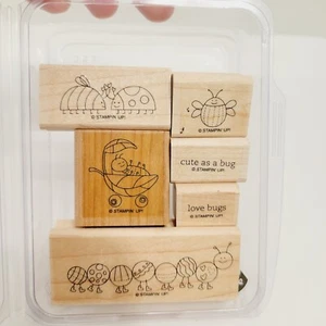 Vtg 6 Stamping Up Bugs Love Lady Caterpillar Cute Rubber Stamps Insects Craft - Picture 1 of 4