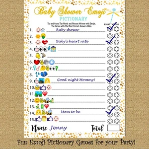 Baby Shower Games Fun Emoji Game 30 Cards for Girls Boys Baby Shower Party  - Picture 1 of 7