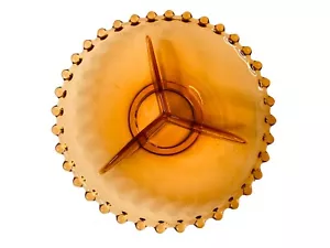 Vintage Amber Glass Divided Candy Dish Tray Candlewick Hob Nob Edges Art Deco - Picture 1 of 10
