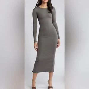 Abito midi manica lunga extra burro NAKED taglia large grigio antracite anni 90 - Foto 1 di 12