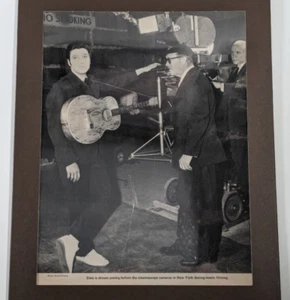 Framed Elvis Cutout - Movie Set Photo with Guitar and Cinemascope The King Rock - Picture 1 of 8