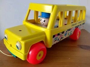 Vintage Fisher Price Little People gelber Schulbus zum Mitziehen - Bild 1 von 10