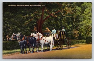 AK Williamsburg, VA Kolonialkutsche und vier - Pferde ziehen Kutsche - Bild 1 von 2
