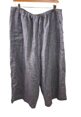 小木屋 1X 紫色宽腿亚麻裤子口袋 Lagenlook 沿海 — 第 1/3 张图片