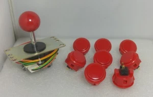 8 pcs Sanwa Genuine Buttons Red and Joystick OBSF-30 Video Game Arcade Parts - Picture 1 of 9