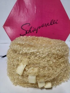 Vintage Schiaparelli Paris Frankreich Damen Creme Netz Samt Pillendose Hut mit Box - Bild 1 von 24