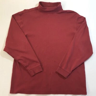 LL Bean Mens Sz L Turtleneck Shirt Stretch Mock Neck Long Sleeve Red Base Layer - Image 1 of 4