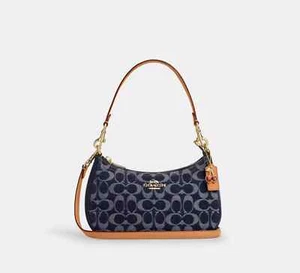 Bolso de Hombro COACH Teri Firma Denim/Natural CAF82 Outlet NUEVO - Imagen 1 de 12