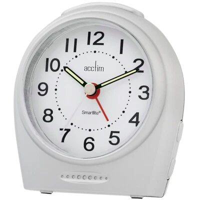 Acctim Astoria Analogue Alarm Clock Non Ticking Sweep Smartlite� Quartz Silver - Image 1 of 4
